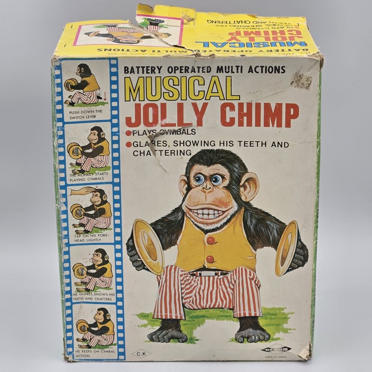 70s Vintage Jolly Chimp Monkey 日本製 Vintage Musical Jolly Chimp Plays Cymbals Daishin Japan In