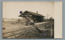 RPPC CRIP Rock Island Railroad Station BERN KS Kansas Real Photo Postcard