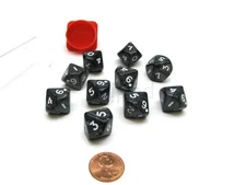Pack of 10 D10 16mm Koplow Games Pearl Dice - Charcoal