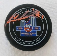 JAROSLAV HALAK NY ISLANDERS BROOKLYN INAUGURAL SIGNED AUTO NHL HOCKEY GAME PUCK