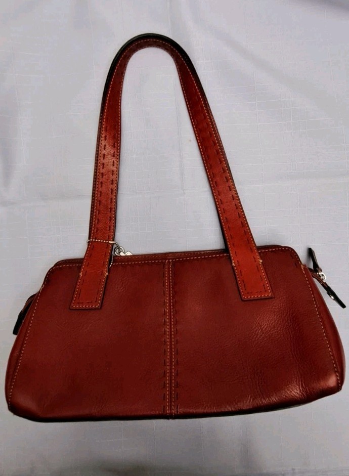Fossil Red Leather Shoulder Bag Handbag Purse Y2K Retro