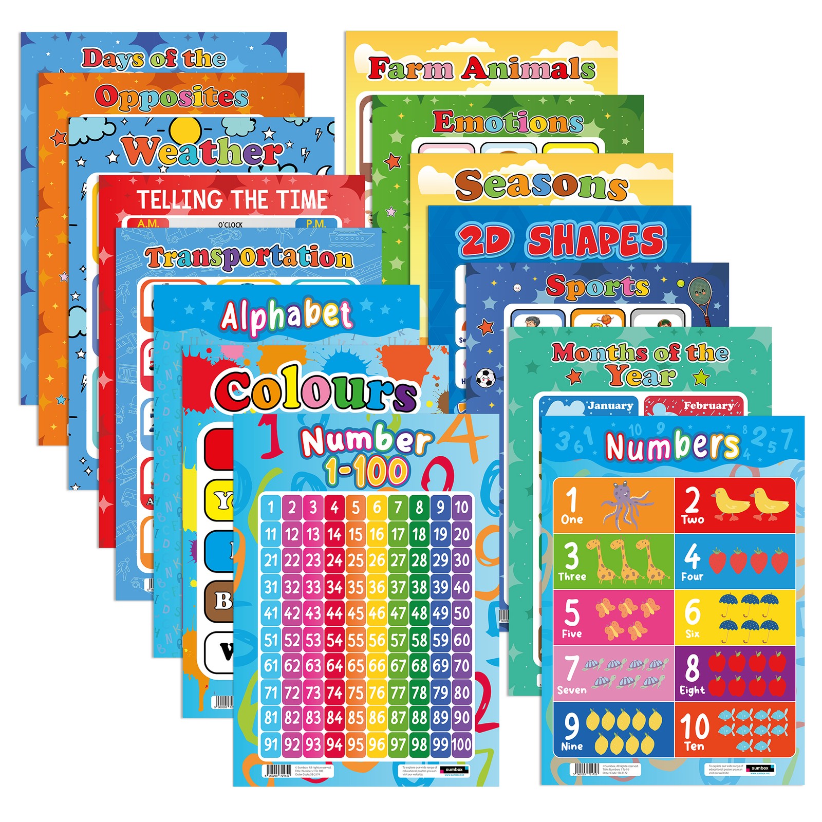Educational Posters 15 Pack A3 Size Early Years Classroom Learning Wall Charts