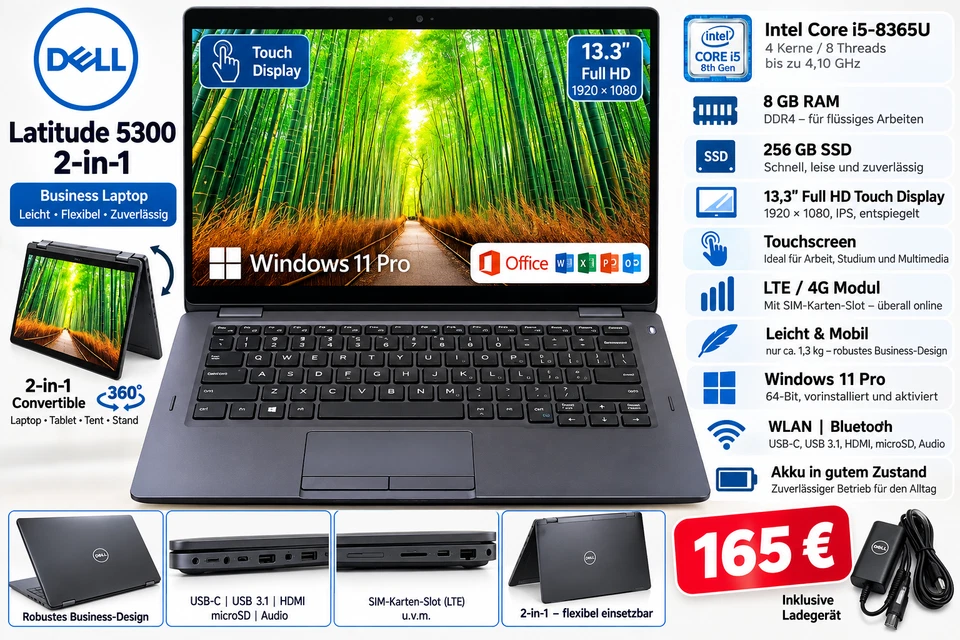 Dell Latitude 5300 2-in-1 · i5-8365U · 8GB · 128GB, Foto 1 von 5