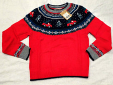Mini Boden Christmas Truck Sweater Fair Isle Knit RED NWT New 9-10
