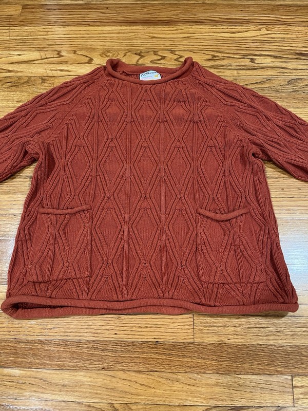 Manresa Clothing Co. Men's Oysterman Sweater Orange, Rust, Size Medium