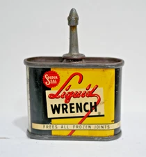 Vintage Yellow + Black Liquid Wrench Trial Size 1 oz. Oil Can - Solder Seal