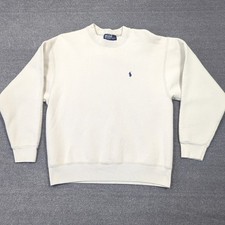 VTG Polo Ralph Lauren Crew Neck Sweater Mens L Cream Ivory Preppy Made in USA