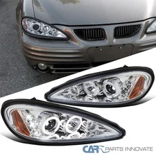 Fits 99-05 Pontiac Grand Am Clear LED Dual Halo Projector Headlights Head Lamps