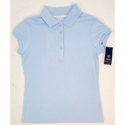 Izod Approved Schoolwear Blue Girls M (7/8) Short Sleeve Blue Polo Shirt, NWT