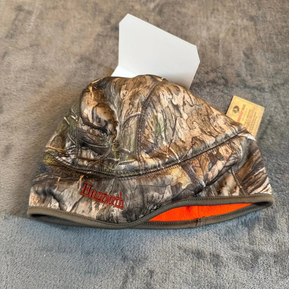 Huntworth Reversible Mossy Oak Camo Fleece Beanie Hat Blaze Orange Winter Mens - Image 3 of 4