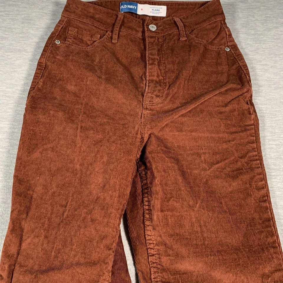 Old Navy Pants Womens 0 Brown Corduroy Higher High Rise Flare Leg Secret-Smooth - Image 4 of 4