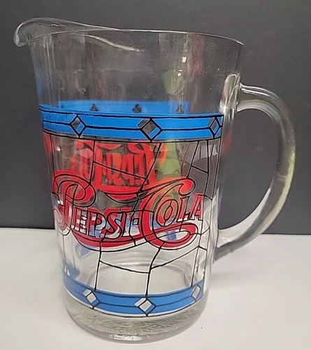 Vintage Pepsi Cola Pitcher Tiffany Style Stained Glass