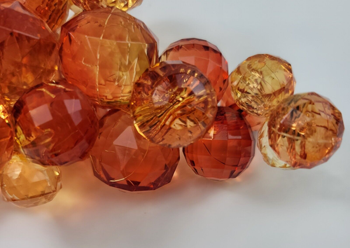 2 Pc Amber Lucite Diamond Faceted Grape Clusters Acrylic Sugar Beaded Leaves - Picture 20 of 24