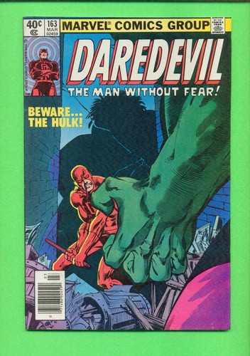 Daredevil #163 (1980) NEWSSTAND FIGHT WITH HULK MILLER ART MID-HIGH GRADE 25-221
