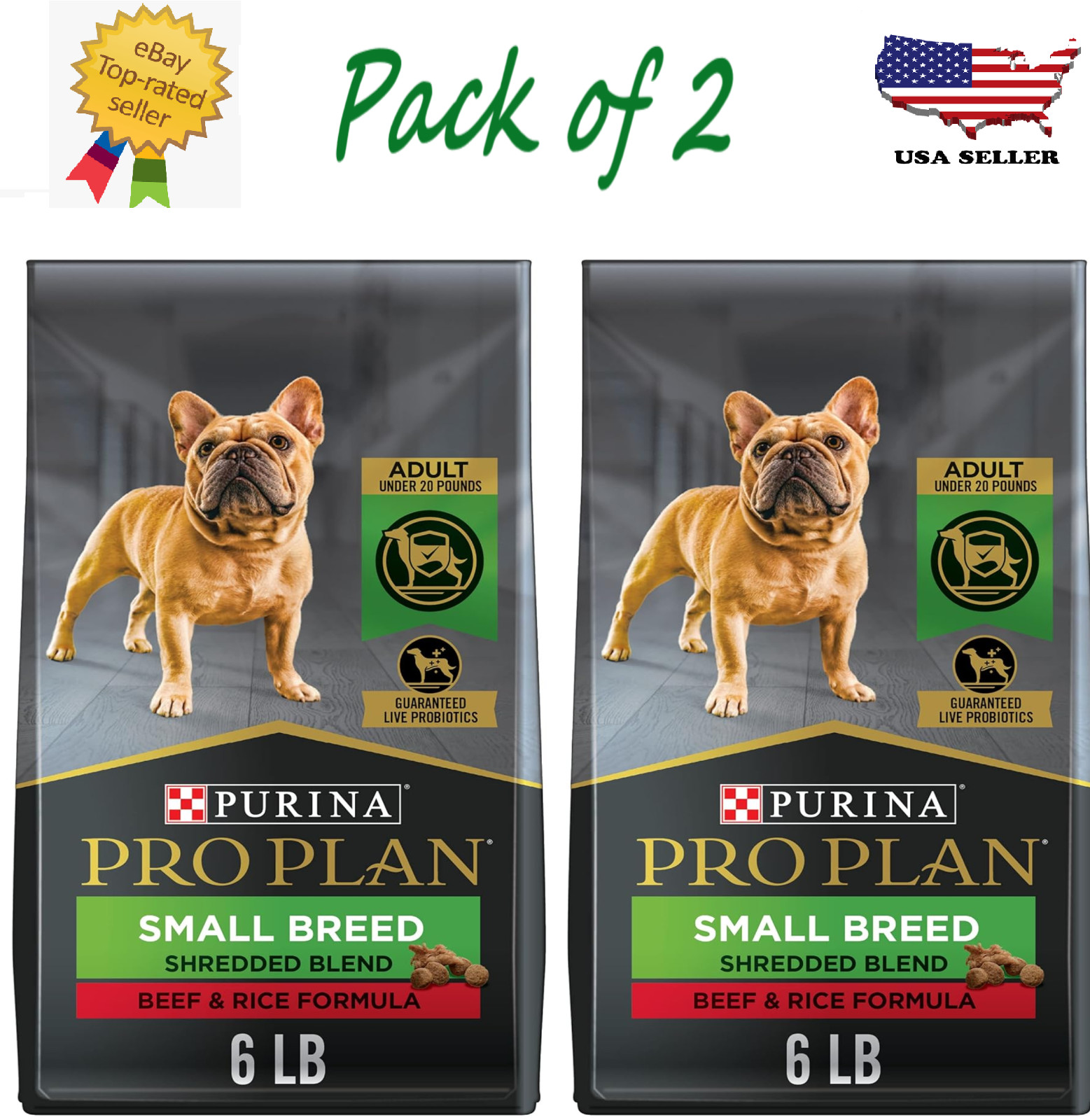 Purina Pro Plan High Protein Small Breed Dog Food, Shredded Blend 6 lb Pack of 2