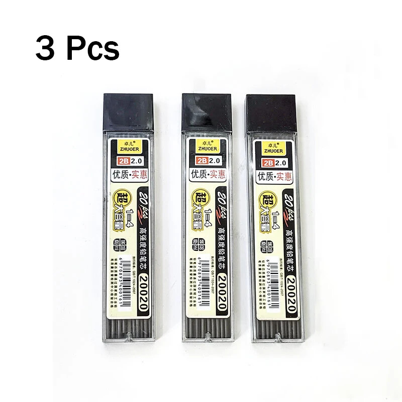 3Pcs Sale Promotion Plastic Automatic Pencil Box 2.0mm Pencil Refill