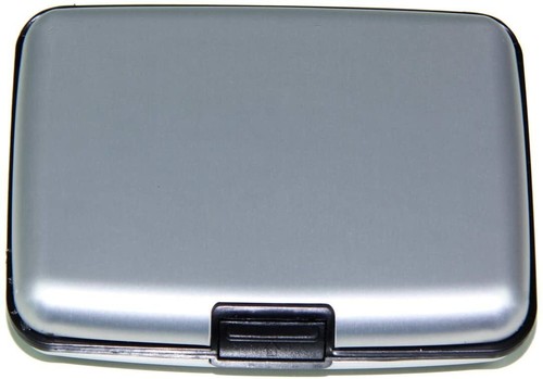 2 Aluminum Hard Case for Men & Women Credit Cards Wallet Colors Black & Silver