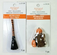 Ashland Tiny Treasures Witches Broom-Pumpkins Hay Halloween Village Accessories