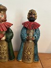 Vintage Three Kings Wise Men Set ~Candle Holders Paper Marche Stained Glass Eyes — photo 4