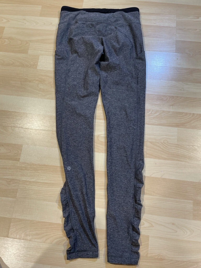 Lululemon Speed Tight V Heathered Black/Deep Coal Workout Luxtreme Sz 6 Pockets