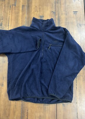 VTG Helly Hansen Blue 1/4 Zip Fleece Pullover Sweatshirt Made in USA Mens XL