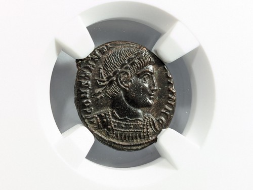 Constantine II Roman Empire BI Nummus NGC Ch AU Epfig Hoard Soldiers Standards - Picture 5 of 24