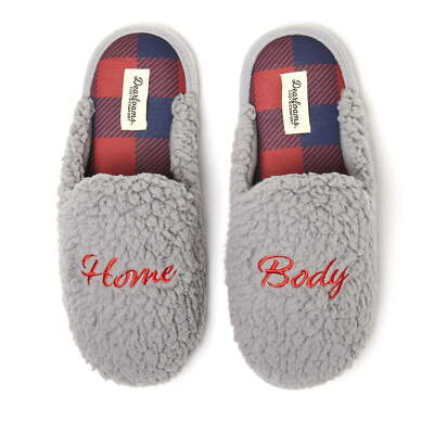 Dearfoams Women's Gray Home Body Novelty Scuff Slip-on Memory Foam Slippers  S-XL