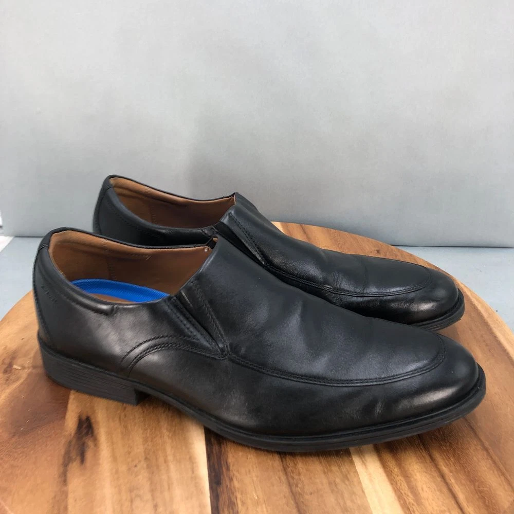 Mocassini Clarks punta grembiule uomo 13 M nero pelle ammortizzata scarpe casual