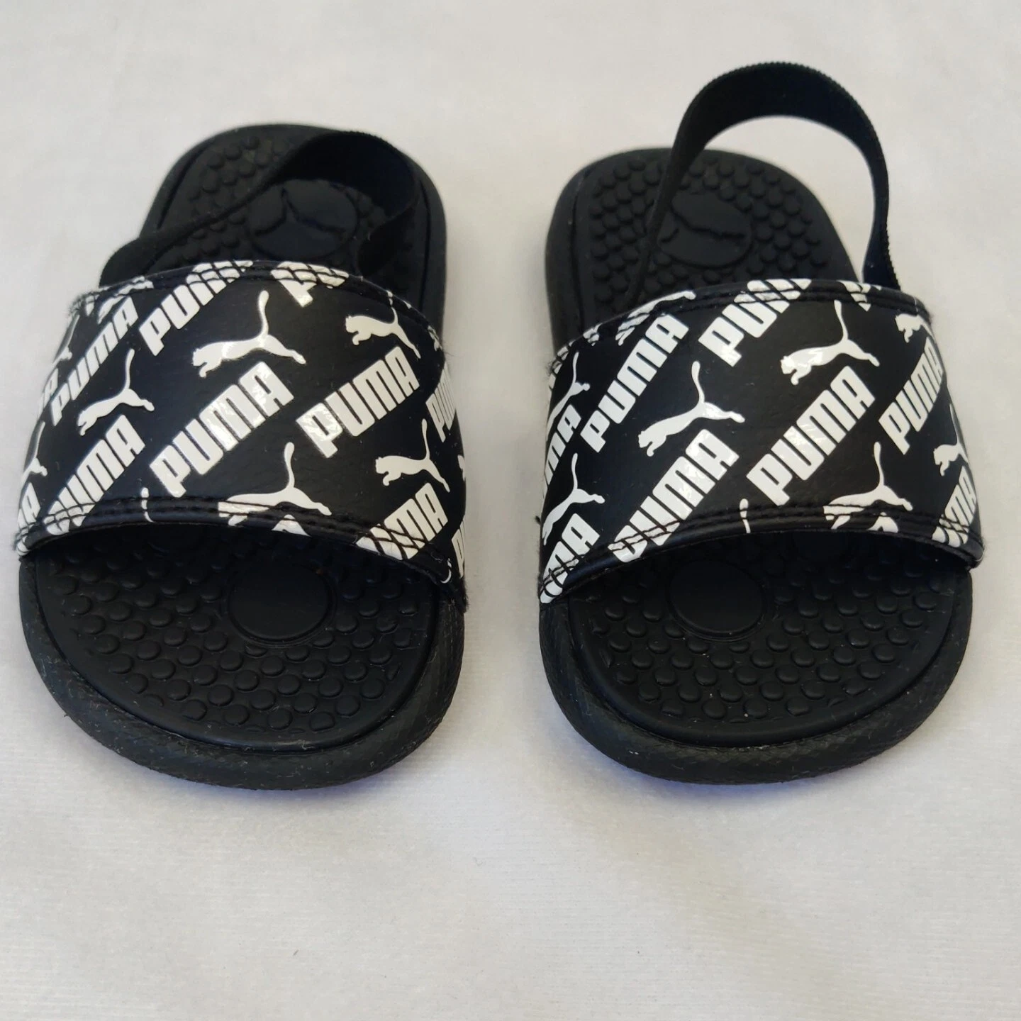 Sandali Puma Cool Cat audaci con cinturino scorrevole bambini taglia 7C nero bianco unisex ragazzo ragazza