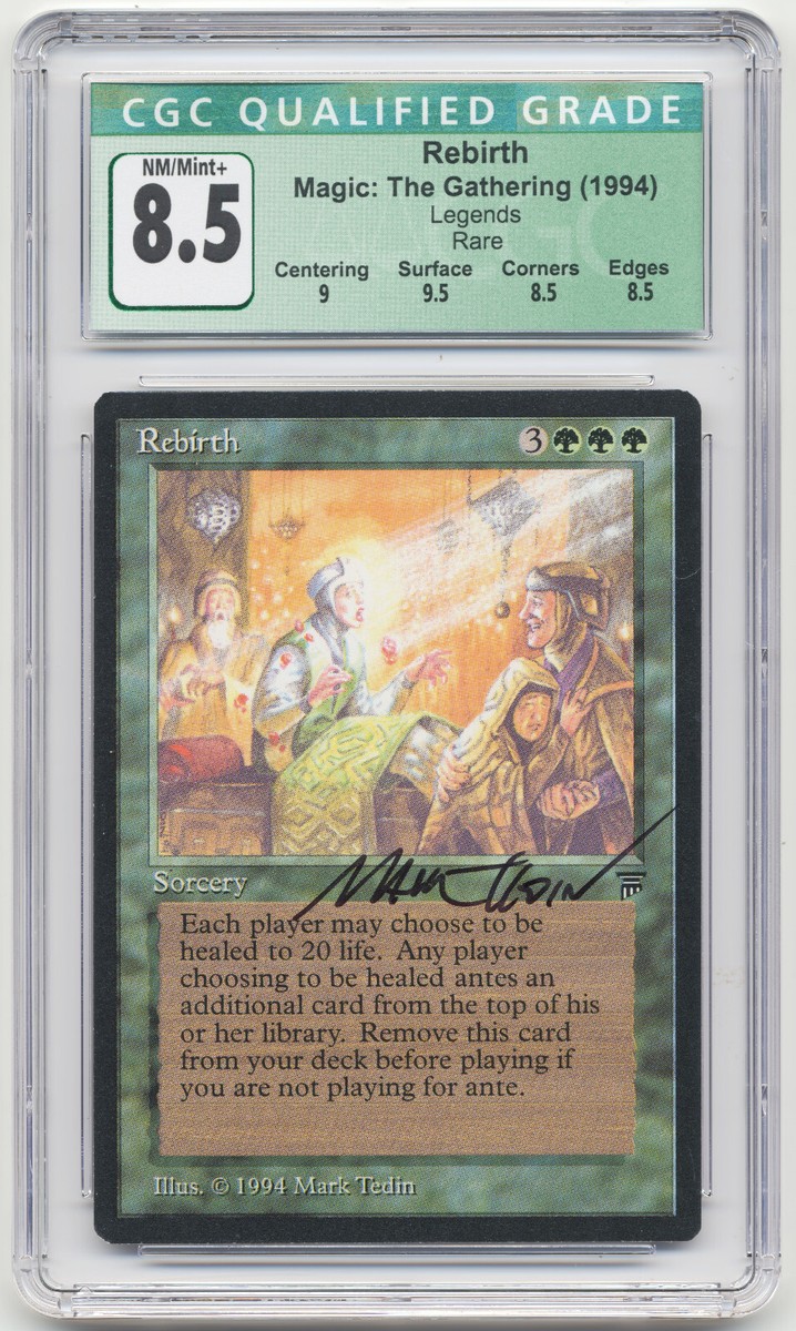 Graded Signed Rebirth CGC 8.5 Legends Artist Mark Tedin MTG Magic Ante  Banned!