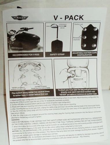 1 T-BAG Custom Travel Bag V-BACK Fits On Bikes Tank Adjustable & Sturdy BLACK - Foto 1 di 5