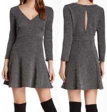Free People Dress Size Small Heartstopper Black Tweed Combo Fit & Flare Knit NWT