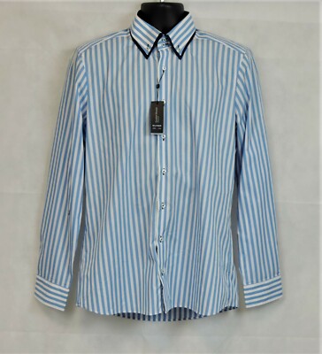 Olymp Level 5 Double Collar Stretch Body Fit Striped Shirt Size 16.5 CR017 AA 05
