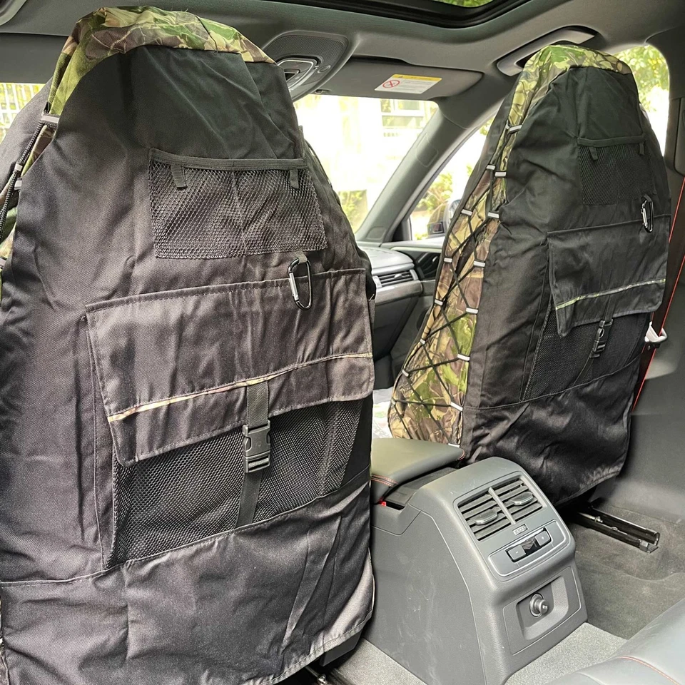 Capas de assento de bolso traseiras altas camufladas e de lona à prova d'água para Cadillac CT6 - Imagem 4 de 4
