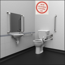 Disabled Bathroom Suite Comfort Height Doc M Pack Toilet Grab Rail Basin Tap