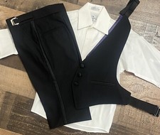 Kids Black Tuxedo Pants  Vest with Boys Small White Shirt Ring Bearer