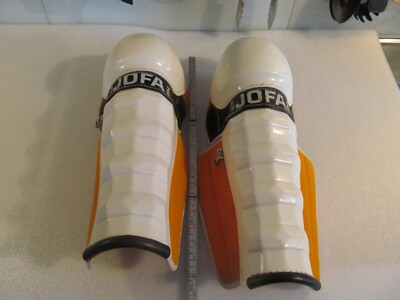VERY RARE ORANGE WHITE VINTAGE OLD JOFA 162 51 PADS SHIN GUARDS CA: 50 CM LONG
