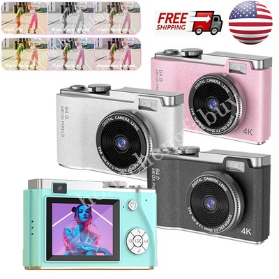 Dual Lens Selfie 64MP Digital Camera 2.4'' 16x Zoom Retro Cam Christmas Gift US