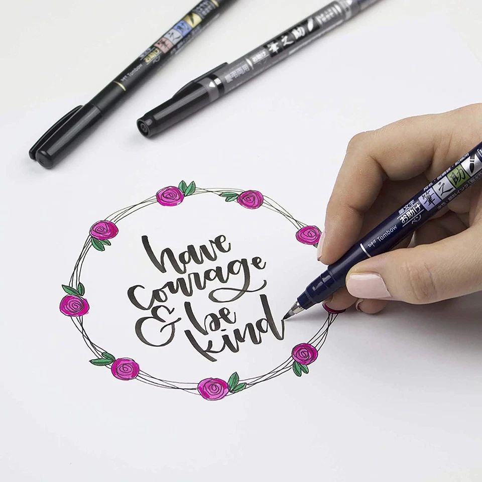 3 Pack Brush Pens Soft Hard Twin Tip Markers for Calligraphy and Art Drawing - image 2 of 4