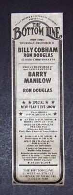 Barry Manilow Debut Album Era, Bottom Line, NYC 1974 New Years Eve Concert Ad 4