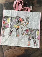 NEW T J Maxx Shopping Bag Elephant Reusable Tote Bag Colorful Floral Paisley