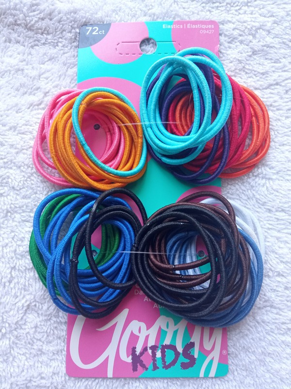 72 Goody Color Thin 2mm No Metal Ponytailer Hair Bands White Blues Ouchless Kids