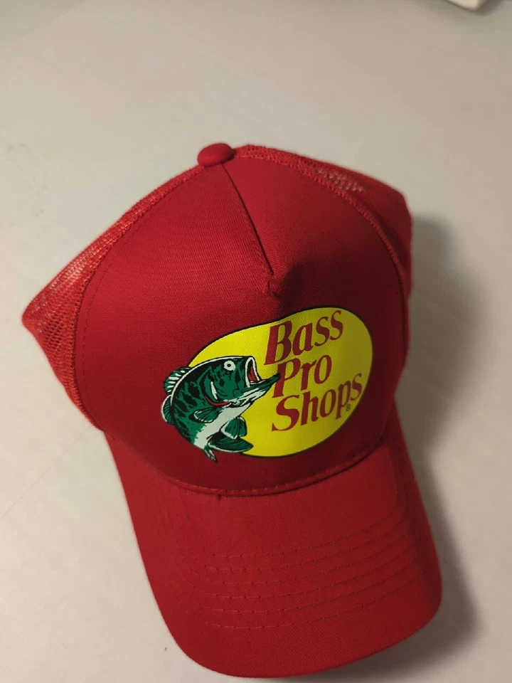 Bass Pro Shops Hat Logo Mesh Fishing Hunting Trucker Cap Snapback RED  - Image 3 of 4