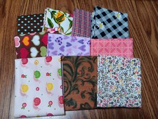  510  10 Assorted Flannel Fat Quarters Quilt Fabric NEW PRICE