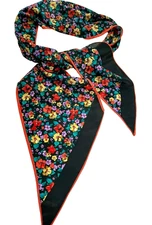 Neck Satin Scarf Spring Florals BOHO POINTY EDGES Quentin Crisp Look