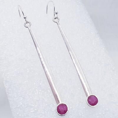 echter Rubin facett. Ohrringe Ohrhänger Ohrschmuck 925 Sterling Silber 66mm
