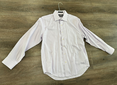 Saks Fifth Avenue Dress Shirt Men's 16.5 34/35 Lavender Slim Fit micro  chevron