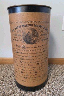 The Art of Making Money Plenty Vintage  Trash Can Tin 18  Umbrella Stand