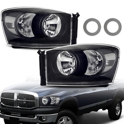 Anti-fog Black Clear Headlights Assembly For 2006-2008 Dodge Ram 1500 2500 3500