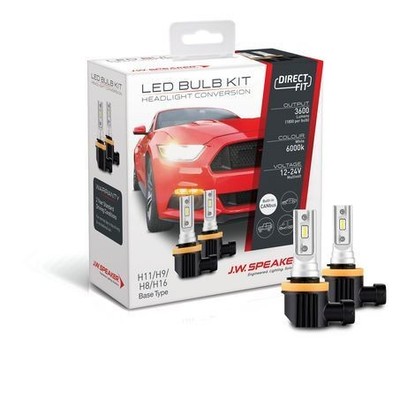 J.W.Speaker 999011 LED Direct Fit H8 H9 H11 H16 Head Light Globes 12/24V 6000K